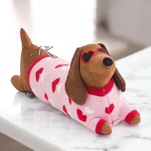 Dachshund Valentine Love Hearts Pattern Pillow 🐾 Doxie Wiener
